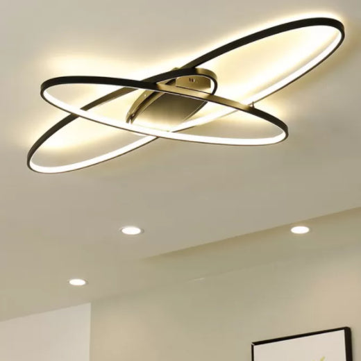 Oval Ring Semi Flush Mount Light Fixture Modern Simplicity Aluminum Ceiling Light Fixtures for Bedroom