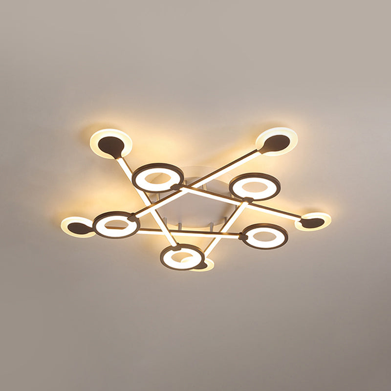 31.5"/39" W Crossed Ceiling Lighting Modern Stylish Acrylic LED Black Flush Lamp in Warm/White Light