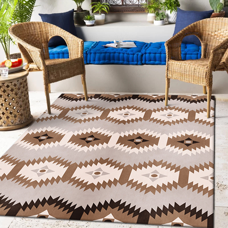 Gemeenschappelijke Indiaanse Truug Classic Tribal Totem Area Carpet Polyester Non-Slip Backing Rug voor woonkamer