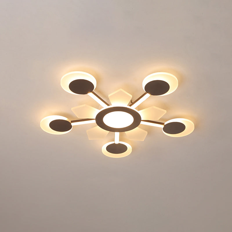 25 "/31.5" W Coffee Floral Flush Ceiling Light Modernist LED Super Thin Acrylique Flushmount in Warm / White Light