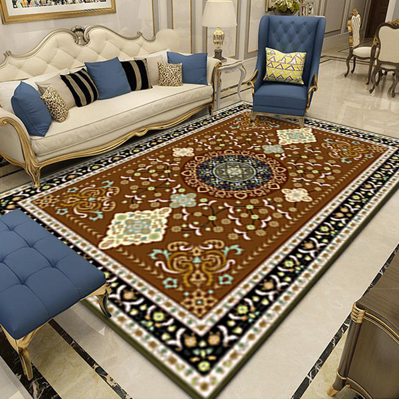 Glam Traditional Floral Design Rug Shabby Chic Polyester Rug Easy Care Stain Resistant Area Carpet for Living Room