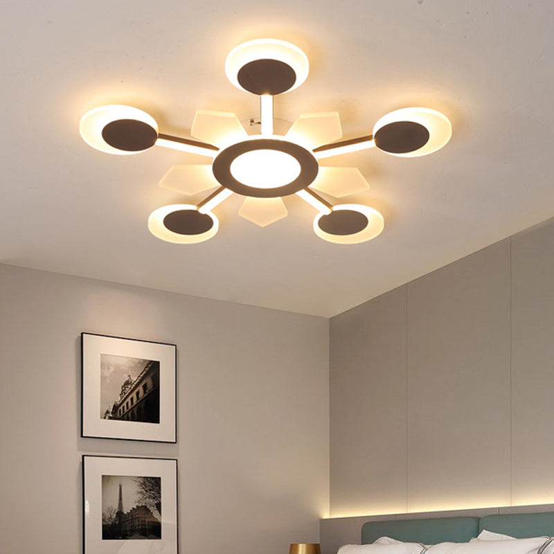 25 "/31.5" W Coffee Floral Flush Ceiling Light Modernist LED Super Thin Acrylique Flushmount in Warm / White Light