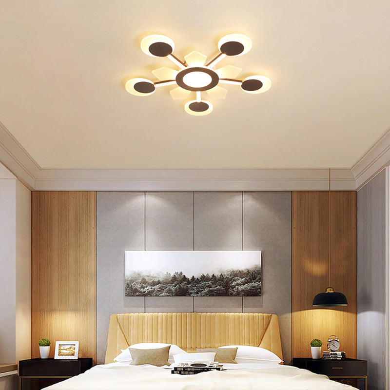 25 "/31.5" W Coffee Floral Flush Ceiling Light Modernist LED Super Thin Acrylique Flushmount in Warm / White Light