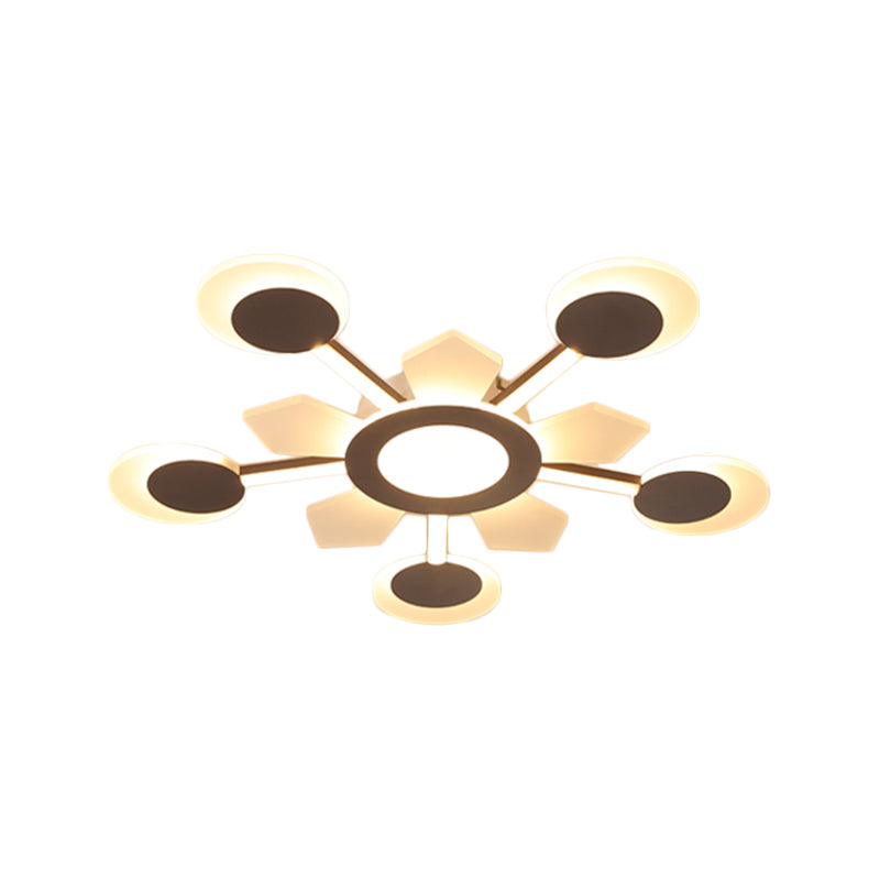 25 "/31.5" W Coffee Floral Flush Ceiling Light Modernist LED Super Thin Acrylique Flushmount in Warm / White Light