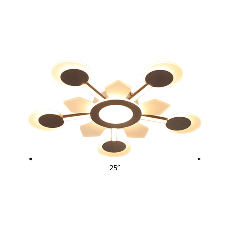 25"/31.5" W Coffee Floral Flush Ceiling Light Modernist LED Super Thin Acrylic Flushmount in Warm/White Light