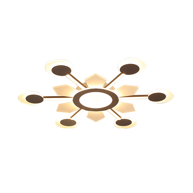 25"/31.5" W Coffee Floral Flush Ceiling Light Modernist LED Super Thin Acrylic Flushmount in Warm/White Light