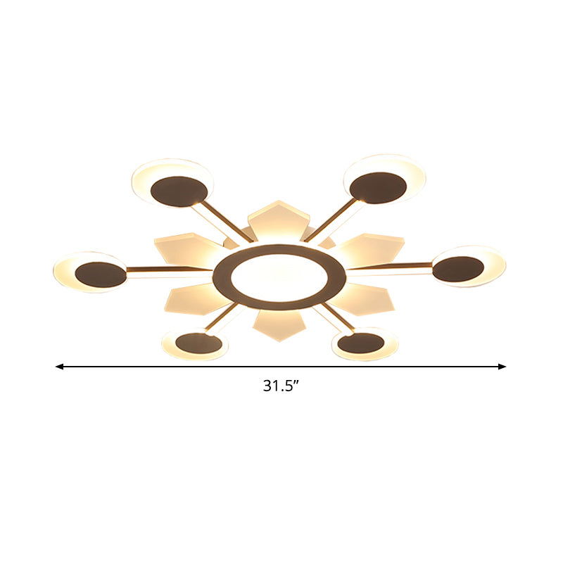 25 "/31.5" W Coffee Floral Flush Ceiling Light Modernist LED Super Thin Acrylique Flushmount in Warm / White Light