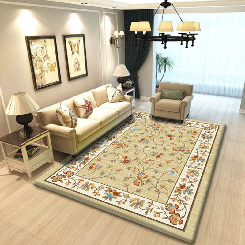 Gorgeous Classical Indoor Rug Multi-Color Floral Design Area Carpet Polyester Non-Slip Backing Carpet for Home Decor