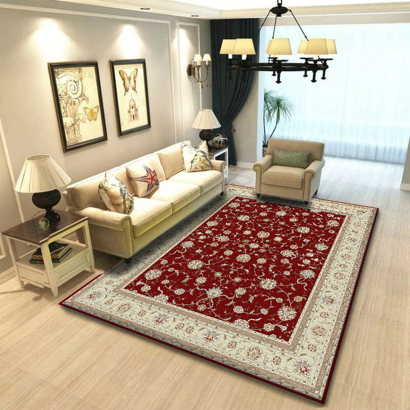 Gorgeous Classical Indoor Rug Multi-Color Floral Design Area Carpet Polyester Non-Slip Backing Carpet for Home Decor