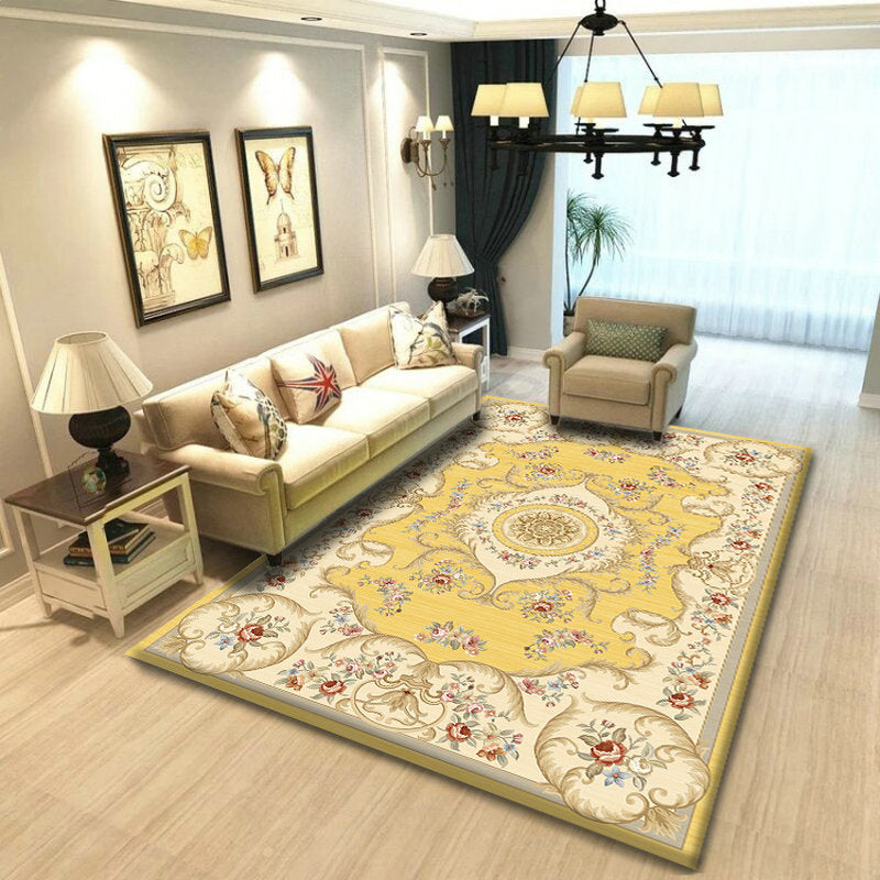 Luxus Mitte des Jahrhunderts Moderner Rug Antik Blumen gedruckter Teppich Polyester Anti-Rutsch-Rückseite Teppich für Wohnzimmer