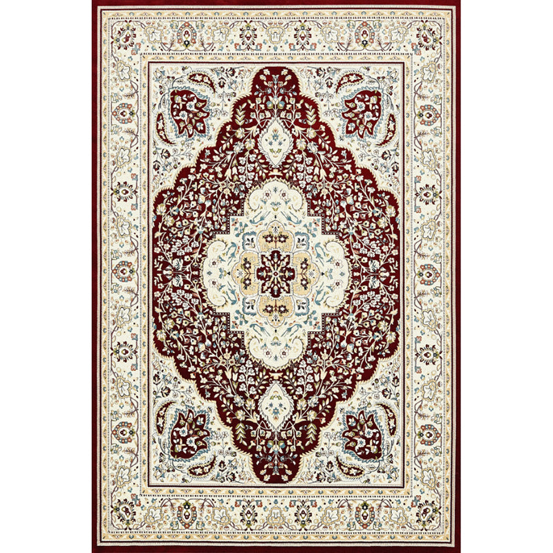 Whitewashed Floral Printed Rectangle Rug Shabby Chic Polyester Carpet Easy Care Washable Carpet for Home Decoration