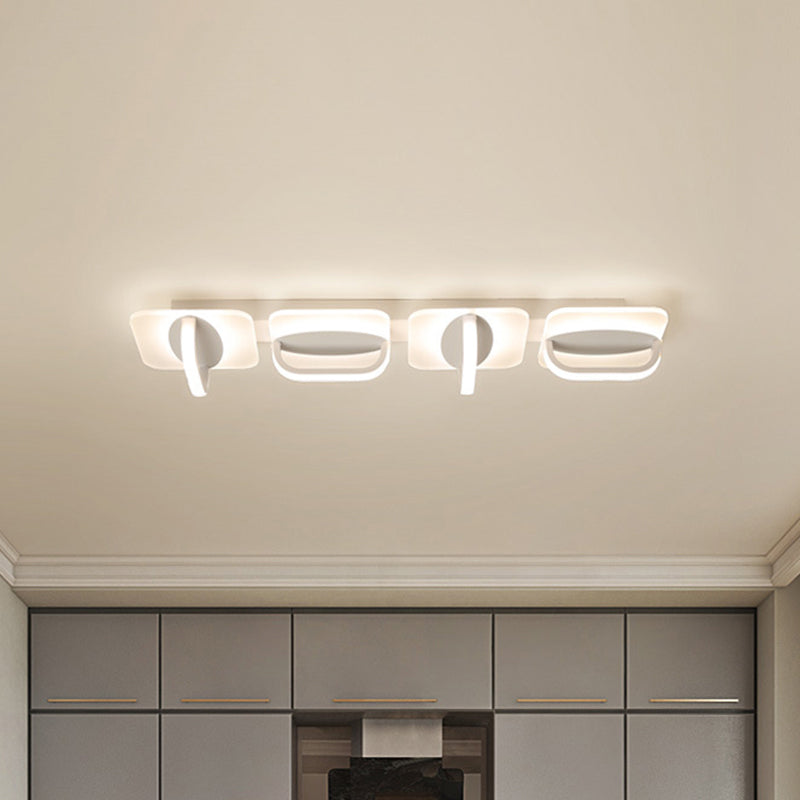 Illuminazione a soffitto lineare bianca Lampada da incasso a LED in stile moderno in acrilico con luce calda/bianca, 31,5"/39" W