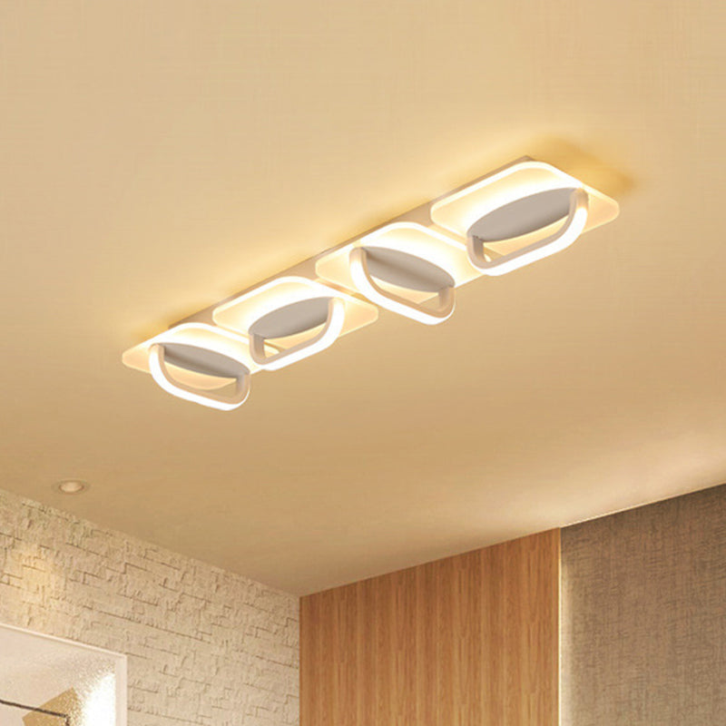 Illuminazione a soffitto lineare bianca Lampada da incasso a LED in stile moderno in acrilico con luce calda/bianca, 31,5"/39" W