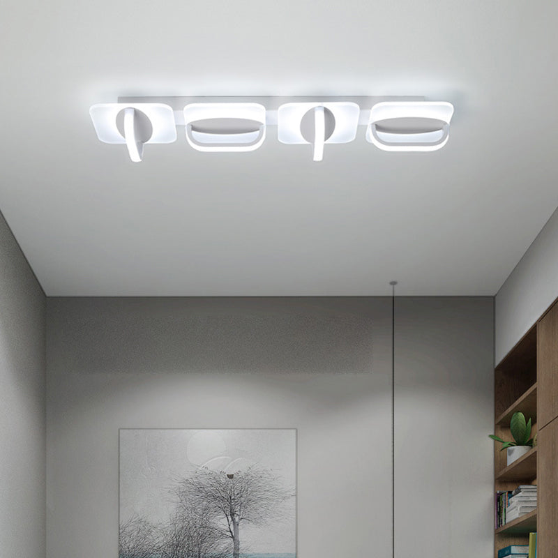 White Linear Ceiling Lighting Modern Style LED Acrylic Flushmount Light in Warm/White Light, 31.5"/39" W