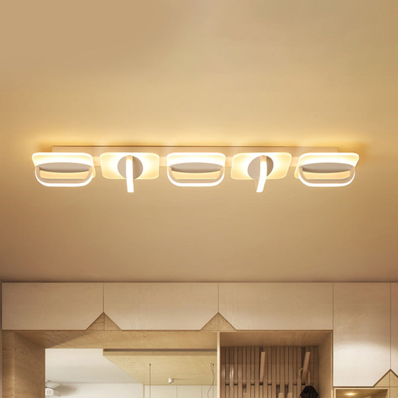 Illuminazione a soffitto lineare bianca Lampada da incasso a LED in stile moderno in acrilico con luce calda/bianca, 31,5"/39" W