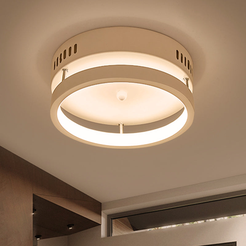 Mini LED-foyer-inbouwlamp, eenvoudige stijl, witte ronde metalen plafondverlichting in warm/wit licht