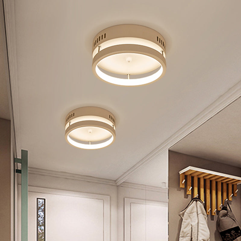 Mini LED-foyer-inbouwlamp, eenvoudige stijl, witte ronde metalen plafondverlichting in warm/wit licht