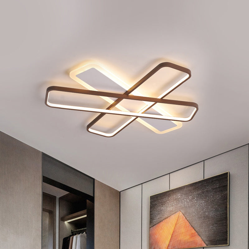 Café Overlapped Ceiling Flush Lamp 23.5 "/39" W Contemporary LED Super Thin Acrylic Flushmount in Warm / White Light