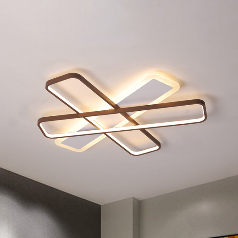 Coffee Overlapped Ceiling Flush Lamp 23.5"/39" W Contemporary LED Super Thin Acrylic Flushmount in Warm/White Light