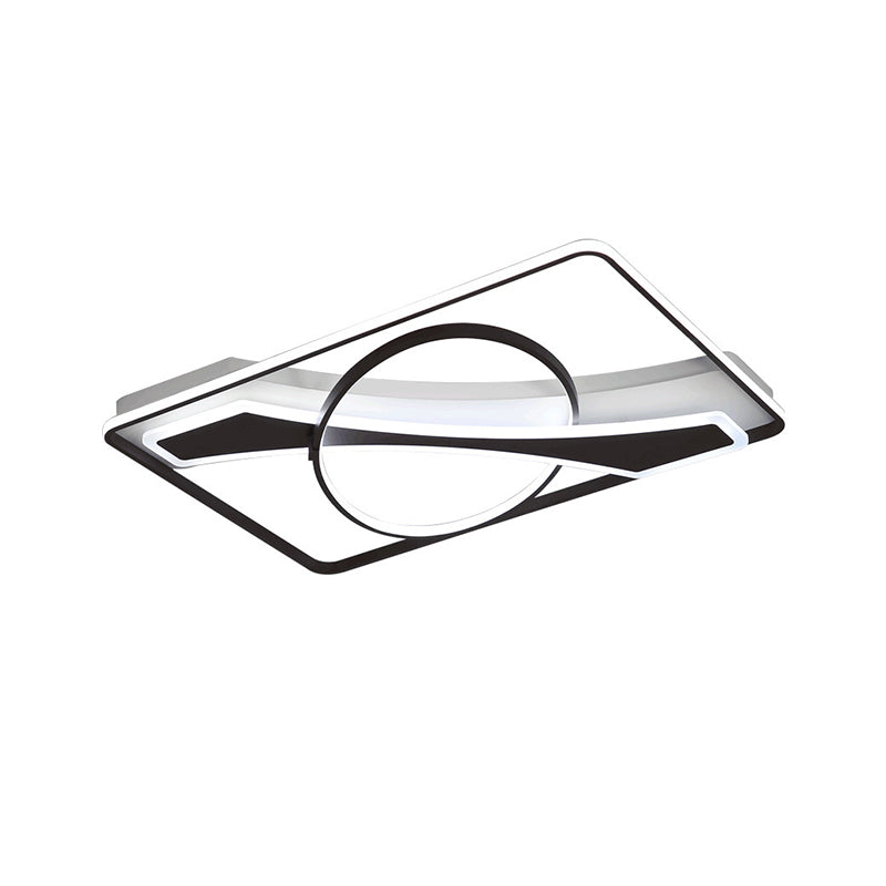 Square/Rectangular Acrylic Ceiling Lighting Contemporary 16"/23.5" W LED Black Flush Mount Lamp in Warm/White Light