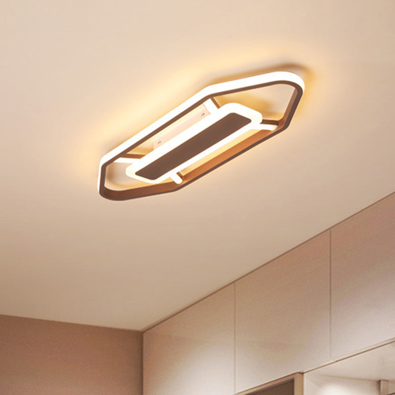 Coffee Pencil Shape Ceiling Light Minimalist 23.5"/31.5"/39" W LED Metal Flush Mount Lighting in Warm/White Light