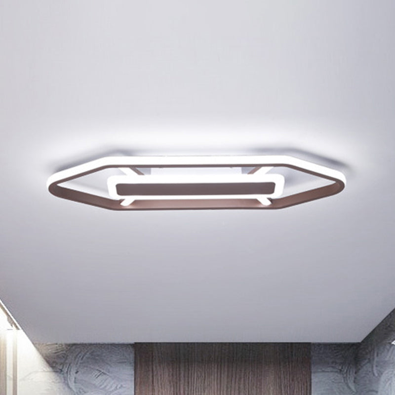 Coffee Pencil Shape Ceiling Light Minimalist 23.5"/31.5"/39" W LED Metal Flush Mount Lighting in Warm/White Light