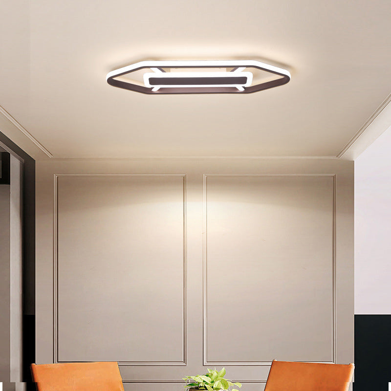 Coffee Pencil Shape Ceiling Light Minimalist 23.5"/31.5"/39" W LED Metal Flush Mount Lighting in Warm/White Light