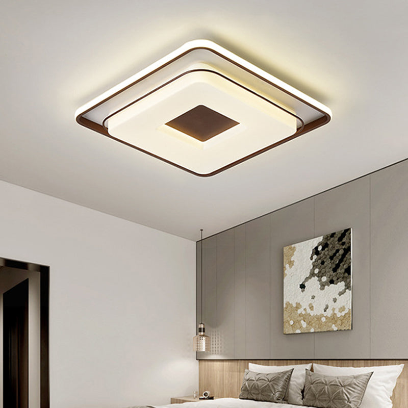 16 "/19.5" Dia Squared Ceiling Mount Light Minimalist Acrylique LED White Flush Lighting in Warm / White Light