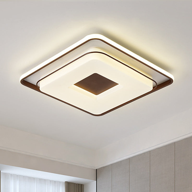 Lampada da soffitto quadrata da 16"/19,5" con diametro quadrato, in acrilico minimalista, a LED, illuminazione bianca a incasso in luce calda/bianca