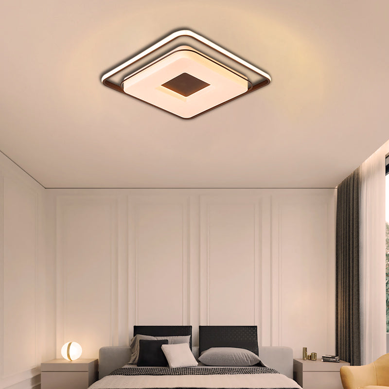 16 "/19.5" Dia Squared Ceiling Mount Light Minimalist Acrylique LED White Flush Lighting in Warm / White Light