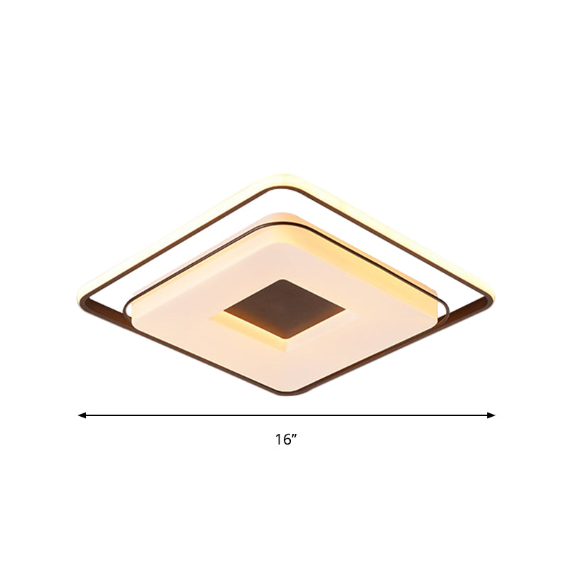 Luz de montaje en techo cuadrada de 16"/19,5" de diámetro, iluminación empotrada blanca LED acrílica minimalista en luz blanca/cálida