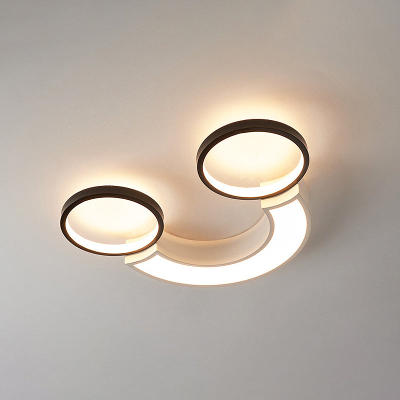 Nordic LED Ceiling Flush Light Acryl Black und White Smiley Flush Lighting in White Light/Fernbedienung Stepless Dimming