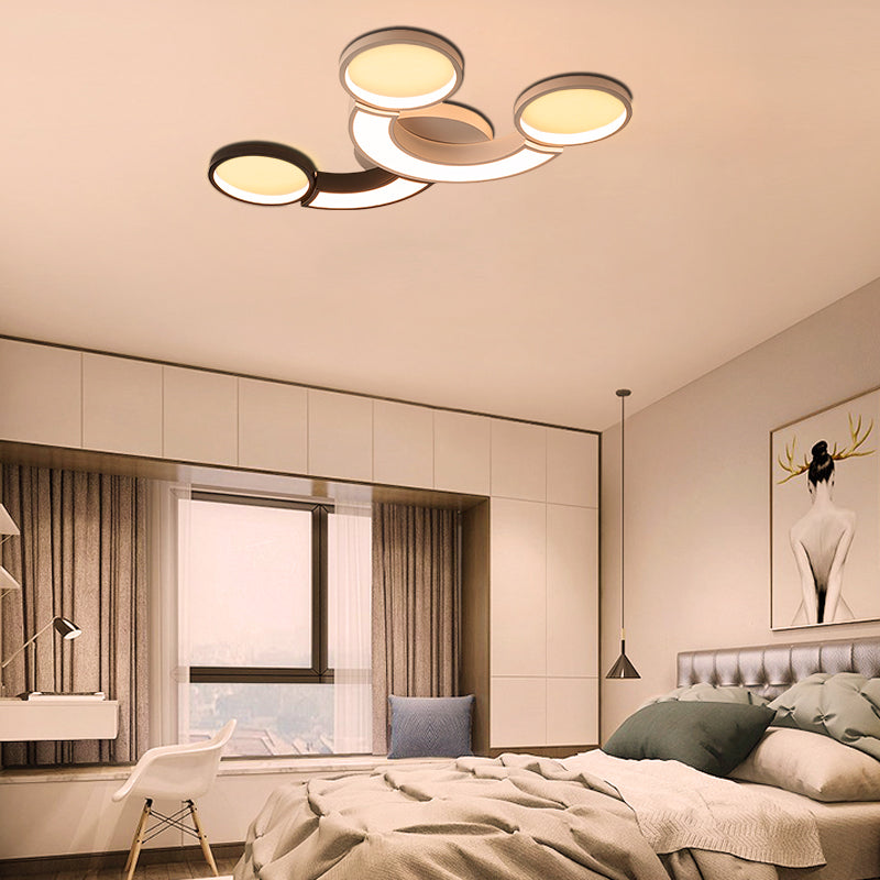 Black and White 3 - Circle Massimale Light Modernity LED Metallico Lampada in bianco Light / Remote Control Stepless Dimming