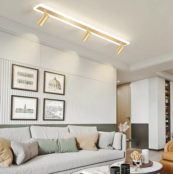 Montaggio semifulto a LED rettangolare dorato in moderna luce del soffitto per interno acrilico in stile conciso