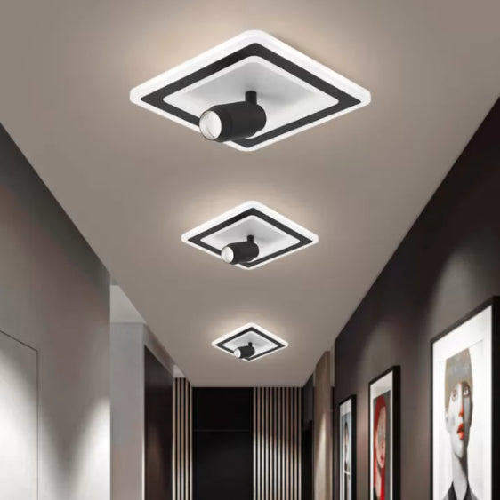 2-Light LED Semi Flush Ceiling Fixture in Modern Concise Style Square Acrylic Ceiling Light with Wrought Iron Lamp