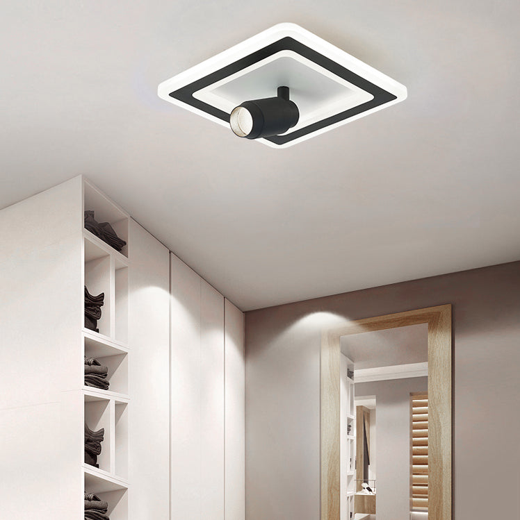 Apparecchiatura a soffitto semi-filo a 2 luci in moderna luce acrilica quadrata in stile conciso con lampada in ferro battuto