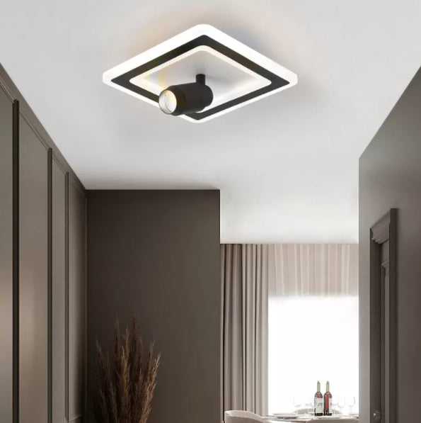 Apparecchiatura a soffitto semi-filo a 2 luci in moderna luce acrilica quadrata in stile conciso con lampada in ferro battuto