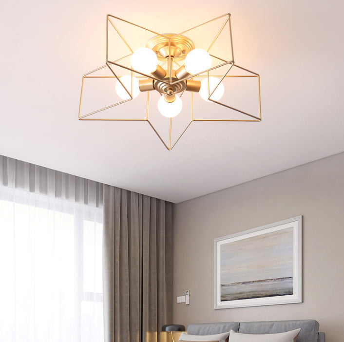 Star Ceiling Light Fixture Modern Style Metal Ceiling Flush Mount Light for Bedroom