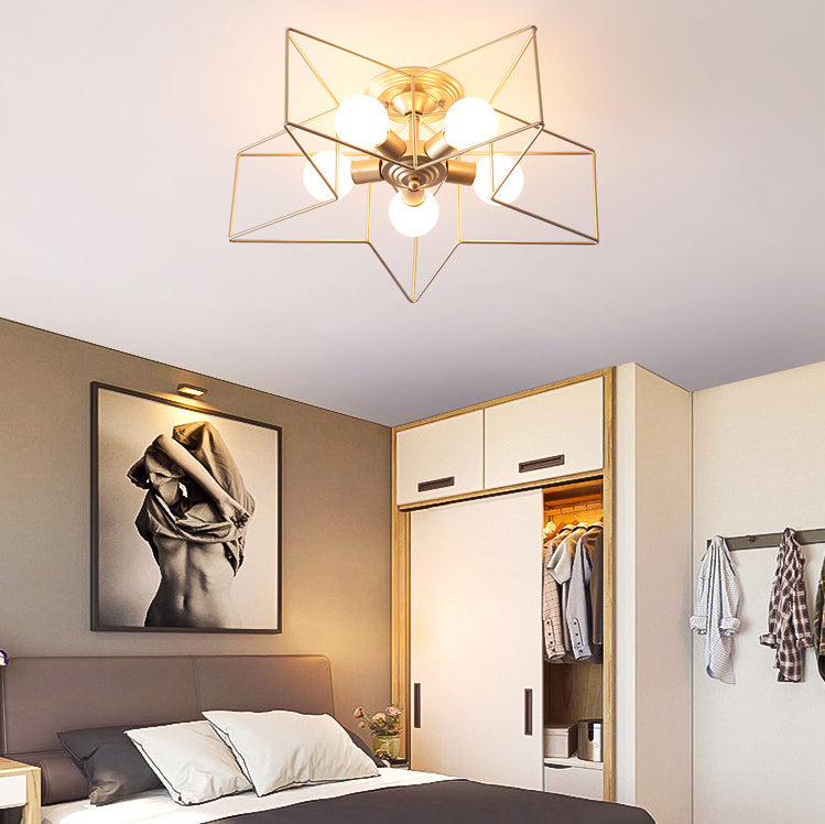 Star Ceiling Light Fixture Modern Style Metal Ceiling Flush Mount Light for Bedroom