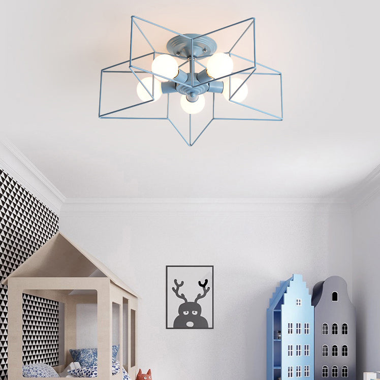 Star Ceiling Light Fixture Modern Style Metal Ceiling Flush Mount Light for Bedroom