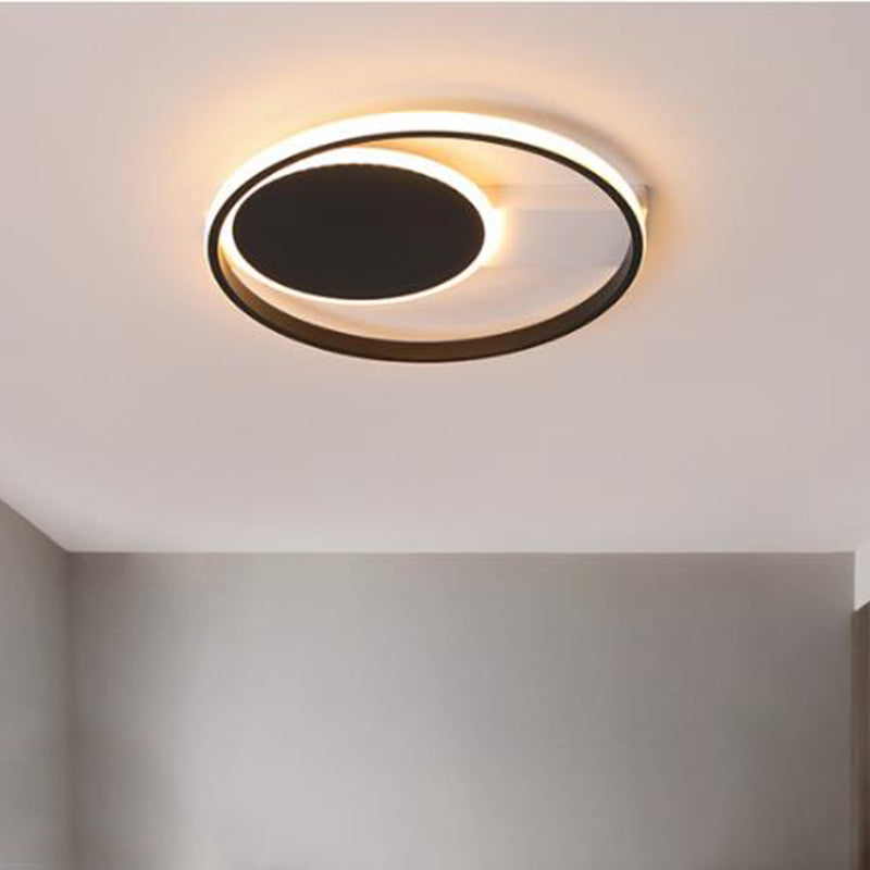 Black Orbit Ceiling Mount Light Simplicity 16"/19.5" Dia LED Slim Acrylic Flush Lighting in Warm/White Light