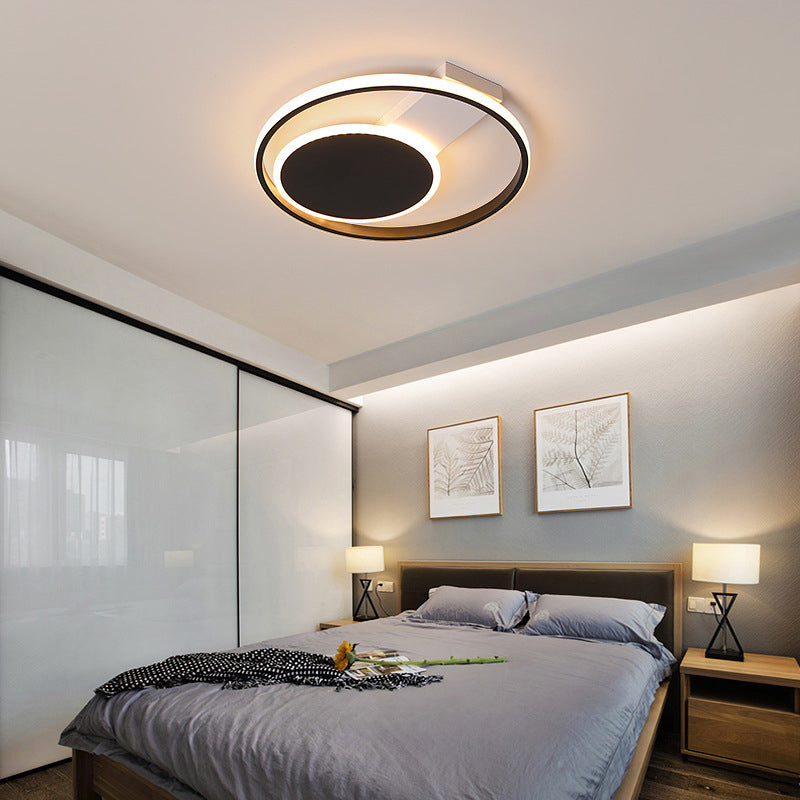 Black Orbit Ceiling Mount Light Simplicity 16"/19.5" Dia LED Slim Acrylic Flush Lighting in Warm/White Light