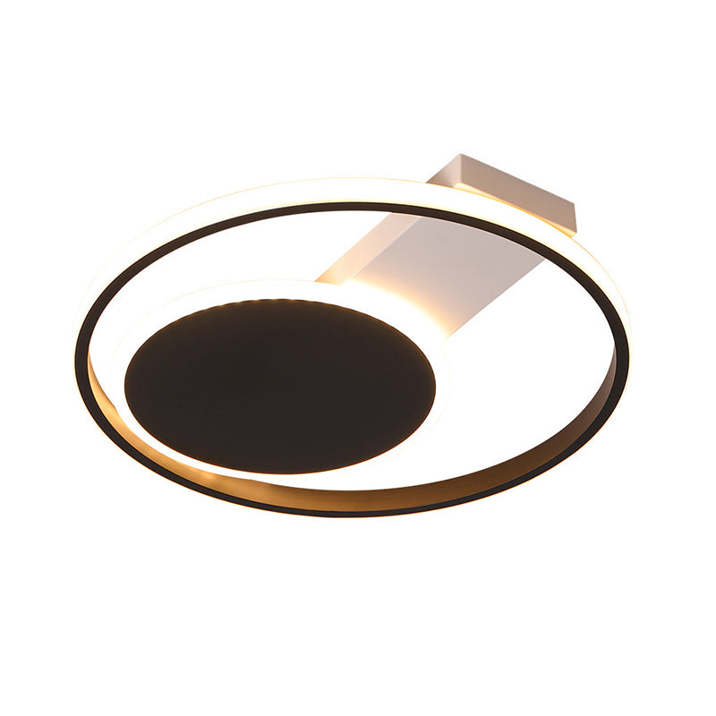 Black Orbit Ceiling Mount Light Simplicity 16"/19.5" Dia LED Slim Acrylic Flush Lighting in Warm/White Light