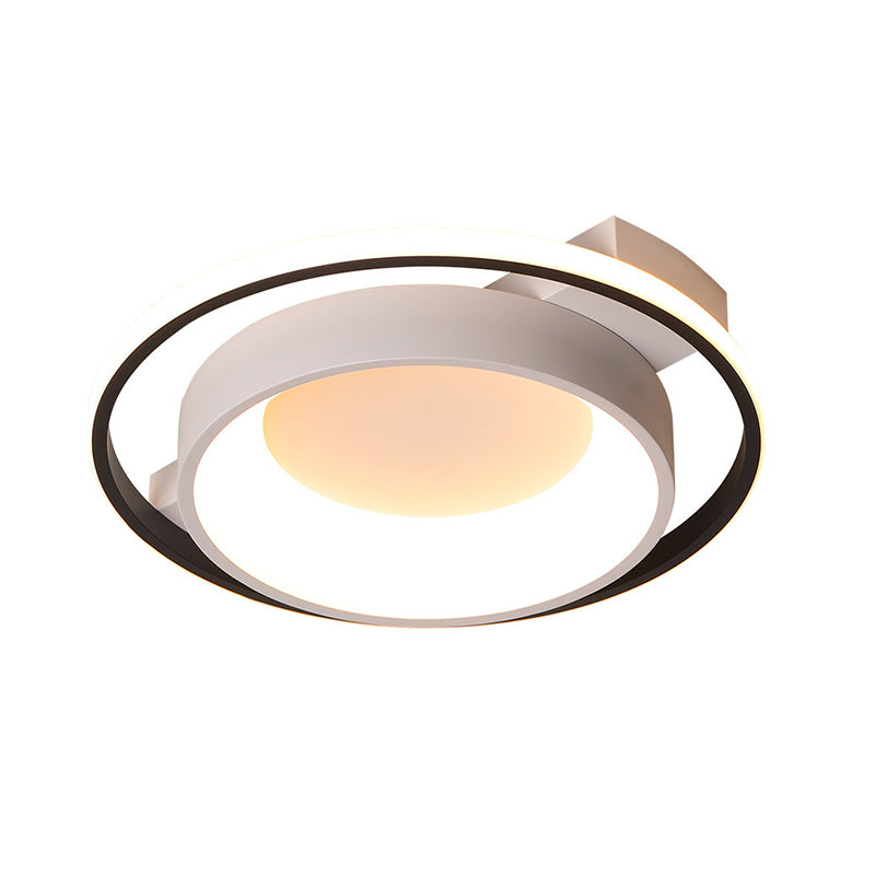 16"/19.5" Dia Metallic Dish Ceiling Lamp Modernist Style LED White Flush Mount in Warm/White Light