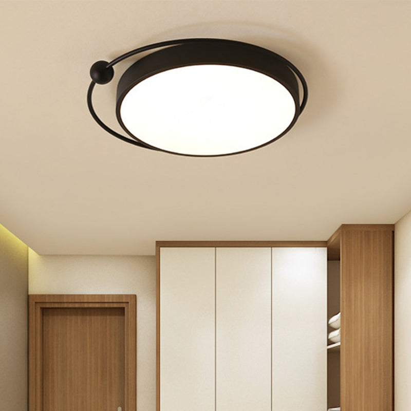 18"/21.5" Dia Black Round Flush Mount Light Acrylic LED Simple Ceiling Lighting in Warm/White Light