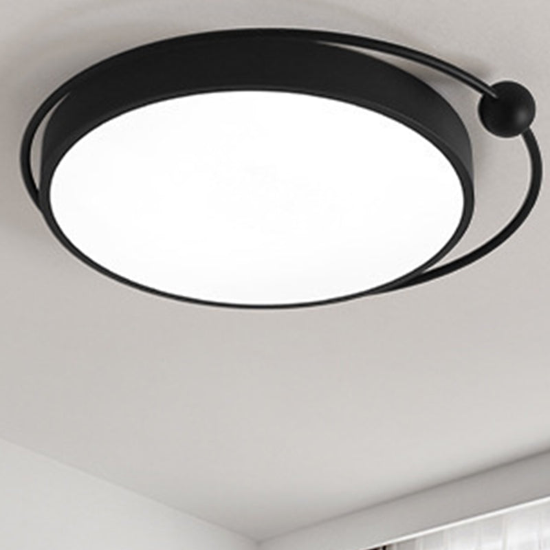 18"/21.5" Dia Black Round Flush Mount Light Acrylic LED Simple Ceiling Lighting in Warm/White Light