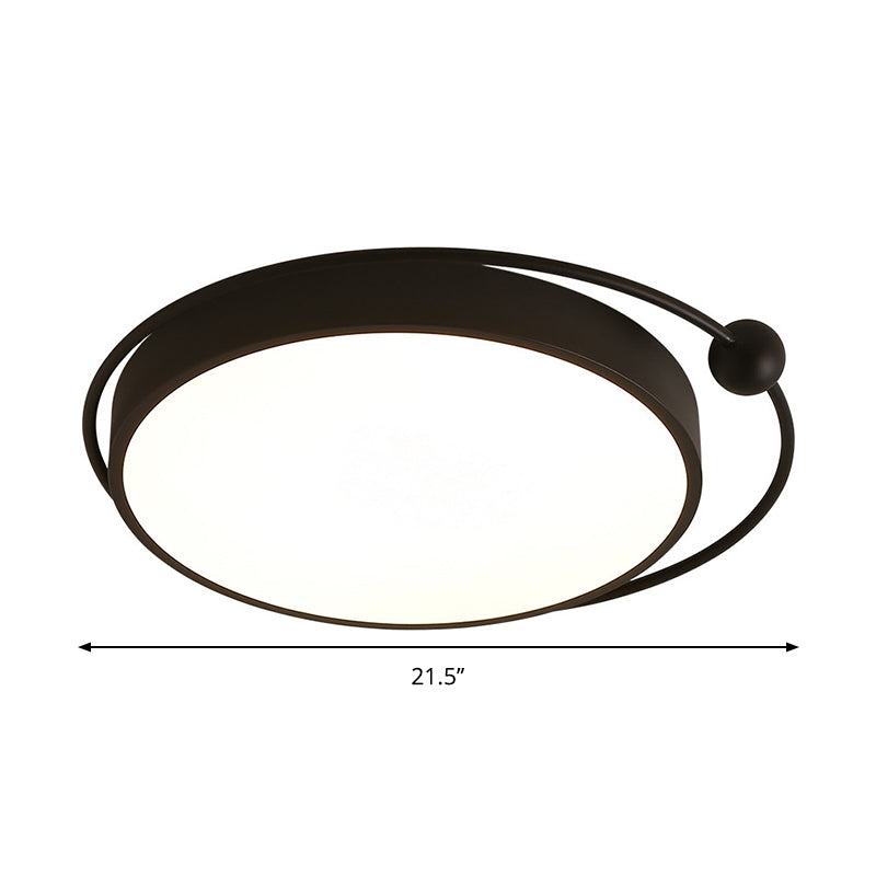 18"/21.5" Dia Black Round Flush Mount Light Acrylic LED Simple Ceiling Lighting in Warm/White Light