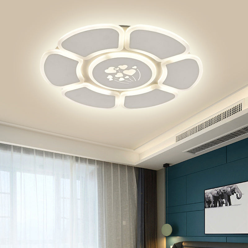 Minimalist Flower Acrylic Ceiling Lamp LED Flush Mount Light Fixture for Bedroom in White