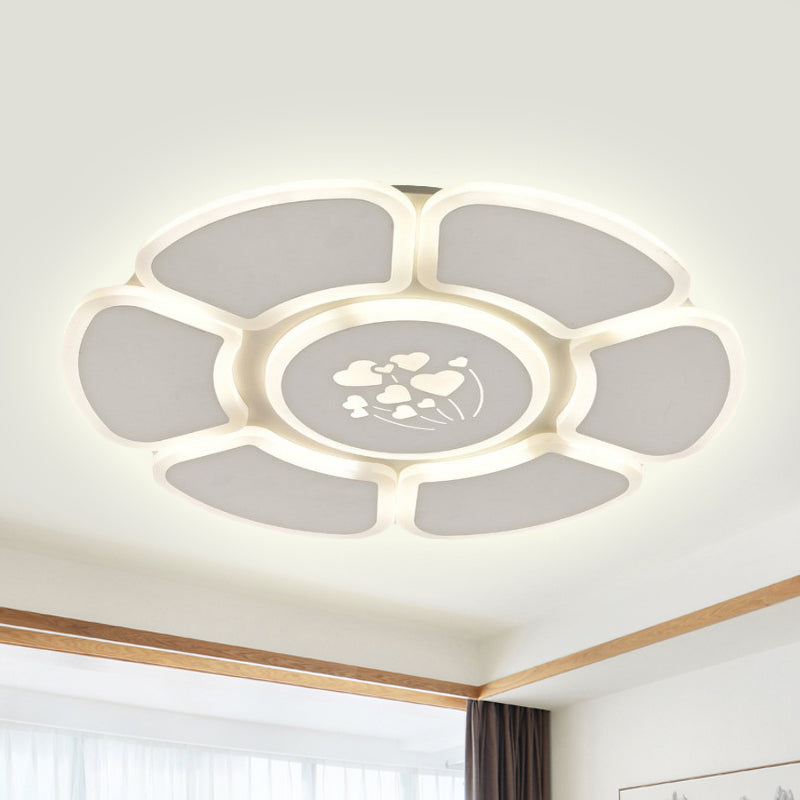 Minimalist Flower Acrylic Ceiling Lamp LED Flush Mount Light Fixture for Bedroom in White