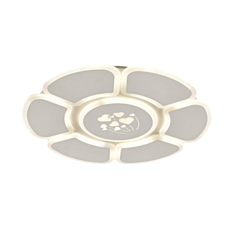 Minimalist Flower Acrylic Ceiling Lamp LED Flush Mount Light Fixture for Bedroom in White